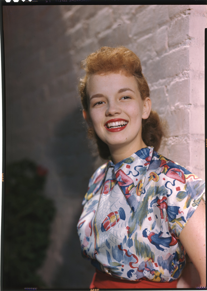 Joan Evans Vivid Color Smiling Glamour Portrait 1940s Original 5x7 Transparency